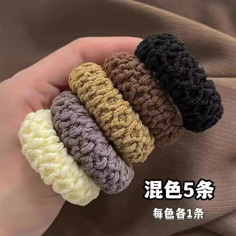 Dày Cao Đàn Hồi Đầu Khăn Vòng Bắp Rang Màu Liền Mạch Dây Buộc Tóc Đuôi Ngựa Đầu Dây Buộc Tóc Phụ Kiện Tóc 6.1TMFF