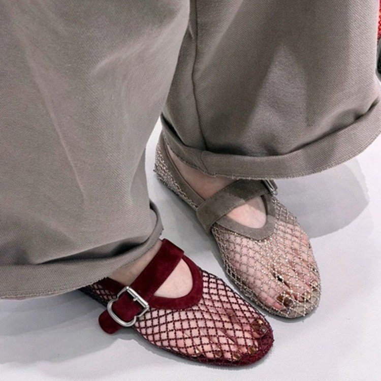 Mùa Hè Fishnet Thoáng Khí Dệt Mary Jane Giày Sandal Thời Trang Thoải Mái Mặc Bên Ngoài Chống Trơn Trượt Chống Mài Mòn Đế Bằng Giày Nhà Máy Giá Bán Buôn