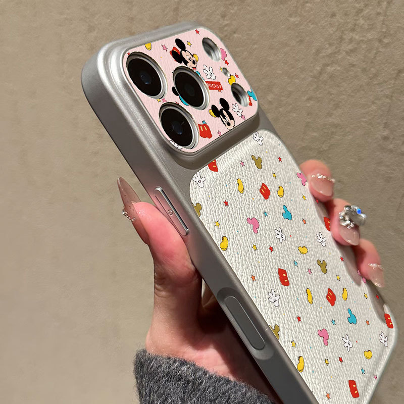 Ốp lưng iPhone Họa tiết da mạ họa tiết Mickey iPhone 17 16 15 14 13 12 11 Pro Max Plus Max