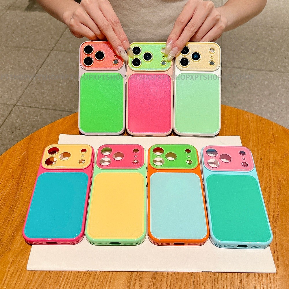 Vỏ máy ảnh chặn màu sắc đầy màu sắc Vỏ điện thoại Acrylic cho iPhone 17 Pro Max 16 15 14 Vỏ bảo vệ chống sốc