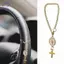 HFTOY 1 Chiếc Trang Sức Trang Trí Chữ Thập Công Giáo Vô Lăng Quyến Rũ Phụ Kiện Móc Khóa Thiết Kế Độc Đáo Xe Trang Trí ~