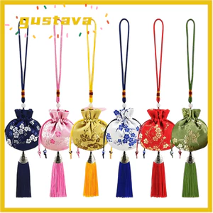 GUSTAVA Xe Treo Túi Nhỏ, Thêu Với Tua Rua Mặt Dây Chuyền Túi Sachet, Dây Rút Thanh Lịch Rỗng Túi Dây Rút Trang Trí Nhà Cửa