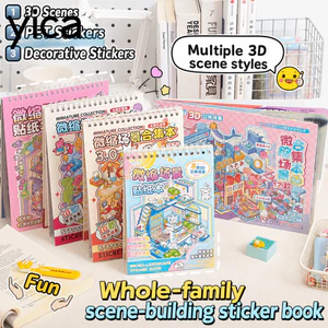 Nhãn dán bỏ túi cảnh Cabin YICA, Sách dán phong cảnh hoạt hình PET, Sách cảnh thu nhỏ ngôi nhà thu nhỏ DIY dành cho trẻ em