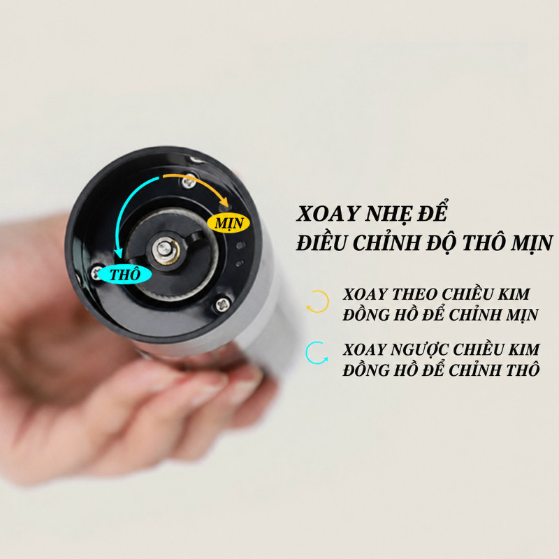 Máy Xay Tiêu điện, Sạc Type-C, Lõi Xay Bằng Gốm, điều Chỉnh độ Mịn, Xay Tiêu Muối Tự động