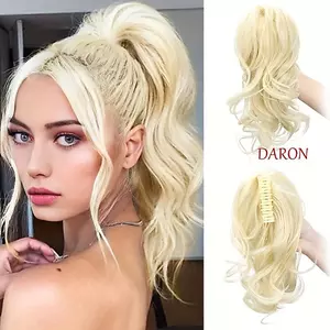 DARON Đuôi ngựa xoăn gợn sóng ngắn, Kẹp móng vuốt tổng hợp 12 inch Phần mở rộng đuôi ngựa, Kẹp tự nhiên giả bằng sợi chịu nhiệt trong tóc đuôi ngựa hàng ngày