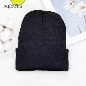 AqToCna Thu Đông Màu Trơn Dệt Kim Retro Tròn Mũ Ngoài Trời Chống Lạnh Chống Gió Mũ Đầu Phẳng AqToCna