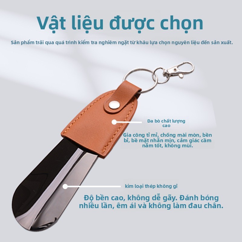 Móc Khóa Bằng Thép Không Gỉ Shoehorn Ren Bao Da Shoehorn Xe Chìa Khóa Mặt Dây Chuyền Dễ Dàng Mang Theo Giày Nâng RQFW