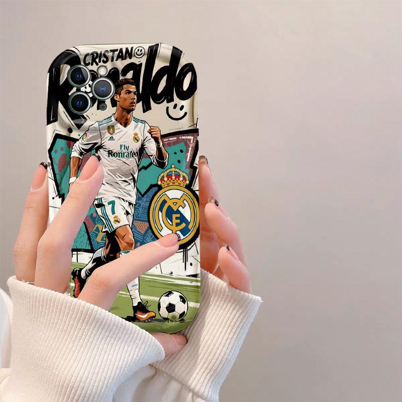 Thích Hợp Cho iPhone 17 16 15 14 13 12 11 Pro Max Plus 17 AIR 3D Wave Mềm TPU World Cup Cristiano Ronaldo Sinh Viên Chống Sốc Ốp Điện Thoại
