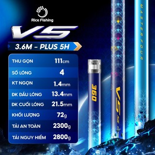 Cần câu đài V5 PLUS độ cứng 5H phiên bản tổng hợp carbon T1000+40T+30T Rice Fishing CC-51
