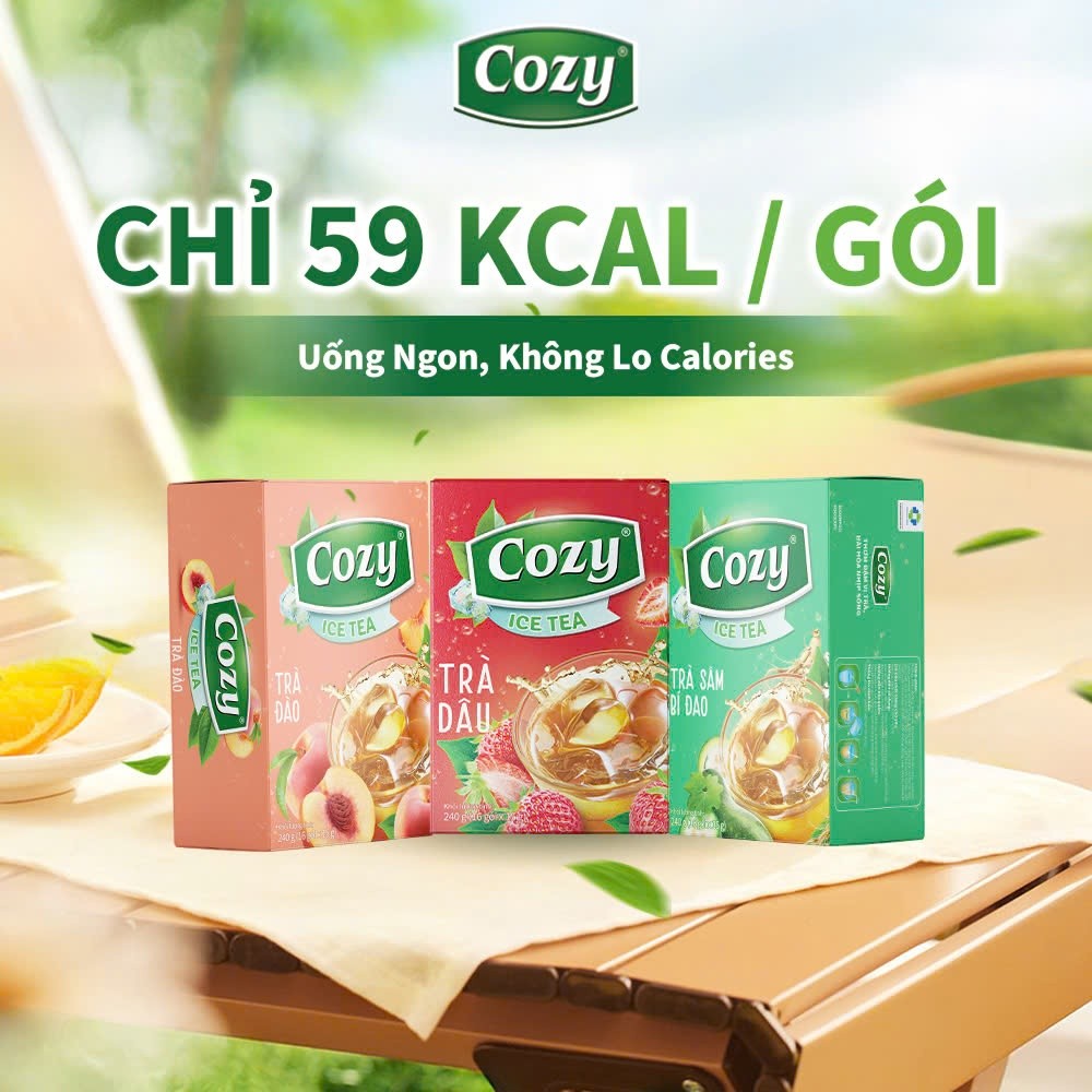 Trà Cozy Trà Đen Hòa Tan Các Vị Trái Cây Trà Đào, Gừng, Chanh, Vải, Dâu, Ổi hồng, Chanh dây, Sâm Bí Đao