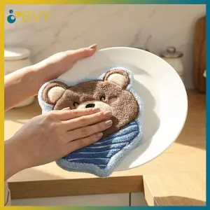 Khăn tay mèo lông cừu san hô BVY Thân thiện với trẻ em Qui thấm nước siêu mềm treo cho nhà bếp phòng tắm.