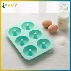 BVY 6 Lỗ Nonsti Silicone Donut Khuôn Khay Nướng Bánh Cấp Thực Phẩm Cho Muffin Cupcake Bánh Mì Sô Cô La Dễ Dàng Phát Hành Nhà.