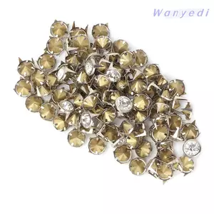 WANYEDI 100 chiếc đinh tán kim loại trang trí, đinh tán pha lê khảm pha lê cỡ 10mm, thiết kế 4 móng thời trang DIY Leather Craft Studs Leather Craft Trang trí thủ công
