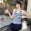 < YEI > Mùa Hè Ice Silk Baless Sọc Dây Ne Áo Nữ Ngày Lễ Hàng Ngày Camisole Mới