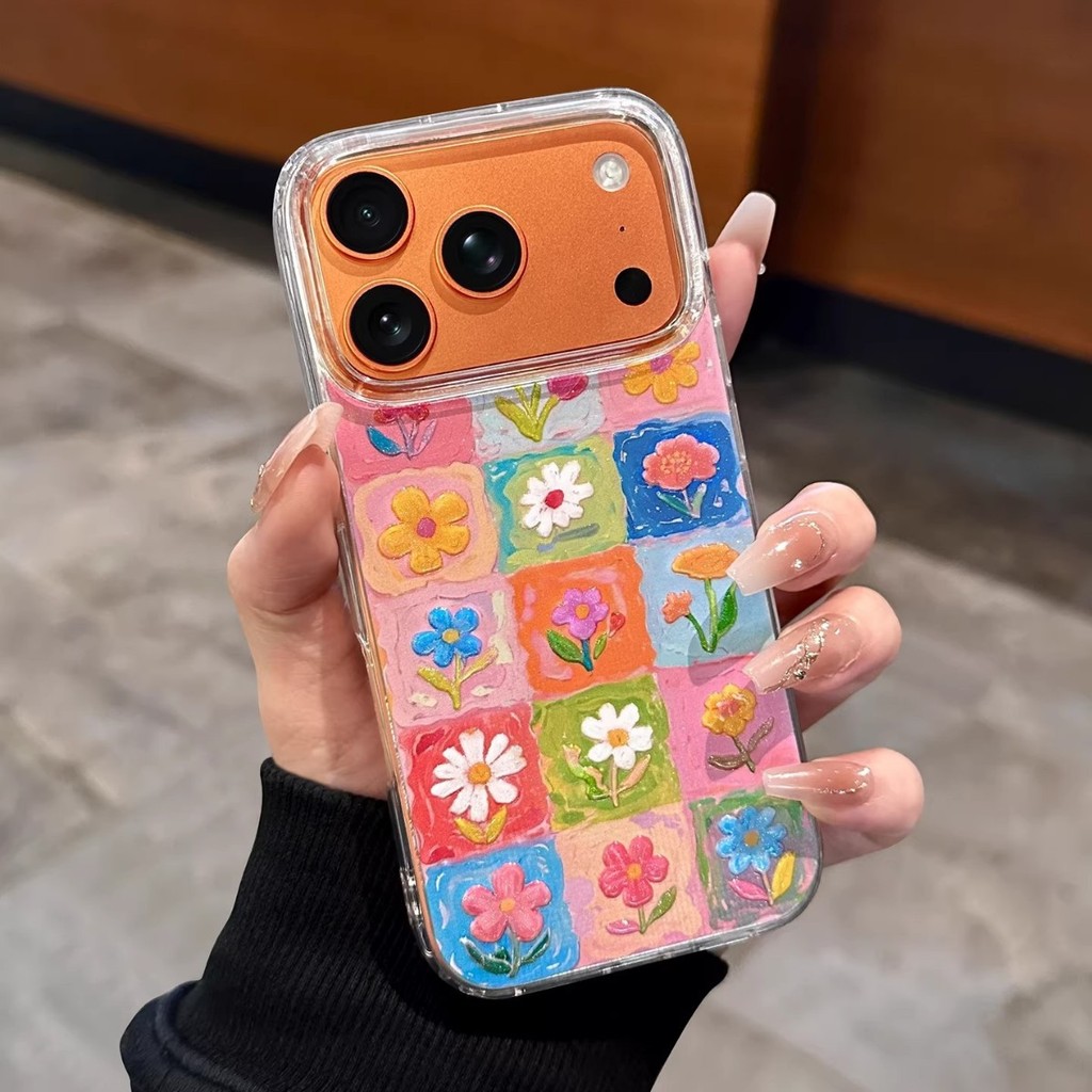 Ốp Điện Thoại Hoa Nổi Ba Chiều Thích Hợp Cho iPhone16promax Spring 14 Apple 17 Long Lanh 15 / 13 Bộ