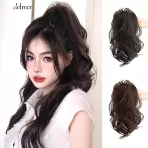 Đuôi ngựa gợn sóng ngắn DELMER, Kẹp tóc đuôi ngựa xoăn phong cách Hàn Quốc, Phần mở rộng tóc Fasion Kẹp móng vuốt tổng hợp giả Đuôi ngựa Phụ nữ / Bé gái