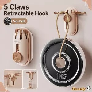 Móc áo CHEESELY, Móc có thể thu vào 5 móng vuốt chắc chắn đa năng, Móc treo tường không khoan bền đa chức năng tại nhà, Bảo quản nhà bếp