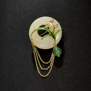 Phong Cách Trung Hoa Lan Khóa An Toàn Trâm Cài Nữ Tính Khí Giả Chalcedony Corsage Thiết Kế Pin Tua Rua Sườn Xám Phụ Kiện Z4KS