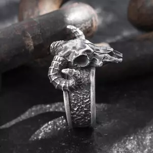 HNKMP Vintage Retro Punk Đầu Lâu Quỷ Sừng Nhẫn Dành Cho Nam Nữ Cặp Đôi Cá Tính Đảng Hip Hop Móng Vuốt Nhẫn Trang Sức.