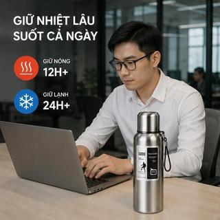 [SALE TẶNG TÚI] Bình Giữ Nhiệt Inox 316 Cao Cấp 600ml - 1200ml Giữ Nhiệt Lâu Chống Rò Rỉ An Toàn