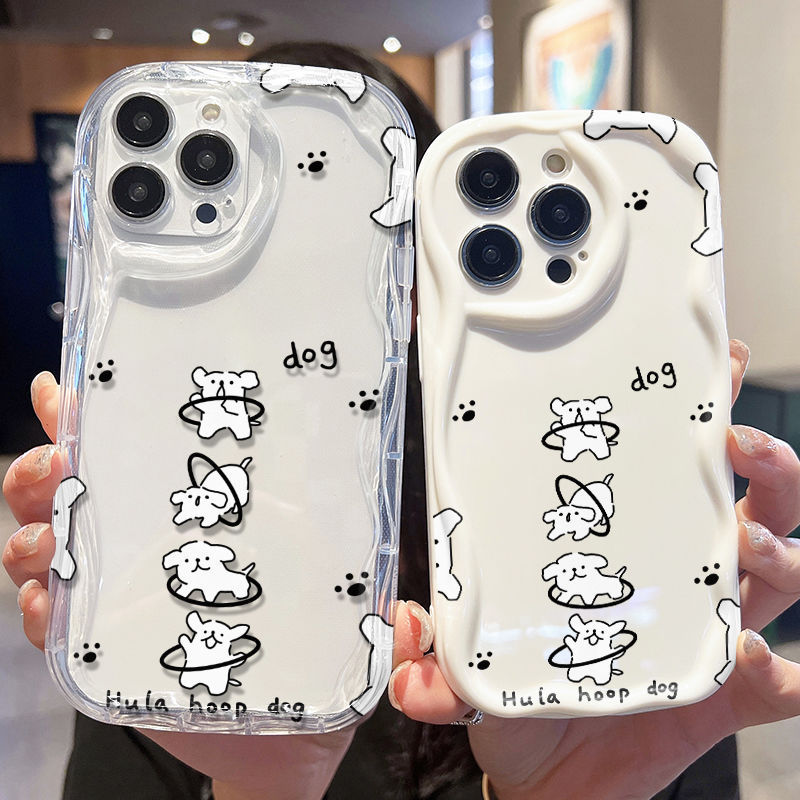 Ốp Lưng Cho Samsung Galaxy S26 S25 S24 S23 S21 S22 Plus Ultra 20 FE J7 Prime A03 A03S A02 A02S M02 A12 M12 A20 A30 Kem Vồng Cong Edge Motif Chú Chó Dễ Thương NYK369