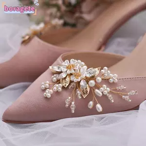 BORAGETE 2 Chiếc (1 Đôi) Giày Quyến Rũ Có Thể Tháo Rời Cô Dâu Cao Gót / Giày Bốt Phụ Kiện Pha Lê Hoa