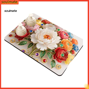 Linh hồn| Thảm đựng bát đĩa thấm nước 3d Thảm sấy bát đĩa trái đất bằng hoa – Tấm lót cách nhiệt Coaster khô nhanh thấm hút cho bàn ăn nhà bếp Bàn ăn chống trượt