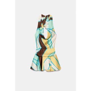 Áo Vest cổ dây xếp li in hình ZA 2858339