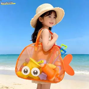 Túi đi biển du lịch NORDICLIFE, Túi lưu trữ đồ chơi hoạt hình dung tích lớn, Túi vệ sinh bơi lội di động có thể gập lại bằng lưới