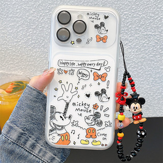 Graffiti Mickey + Vòng tay cho iphone17promax 16promax 15promax 15pro iphone15 14promax TPU mới chống bụi