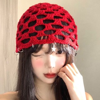 SENRTY Móc Rỗng Mũ Dệt Kim, Tua Ngôi Sao Phong Cách Bohemian Đan Beanies, Thường Rỗng Ra Mỏng Handmade Phong Cách Dân Tộc Mũ Ngoài Trời
