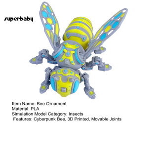 (Superbaby) Trang trí bàn làm việc của ong Cơ trang trí ong 3d In hình con ong cơ khí Cyberpunk Hornet sưu tập với các khớp di chuyển Đồ chơi Fidget khớp nối để giảm căng thẳng