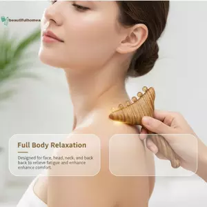 BeautifulHomeA Di Động Gỗ Đàn Hương Kinh Tuyến Massageb Thúc Đẩy Tóc Kinh Tuyến Cơ Thể Chống Tĩnh Điện 6 Hạt Cừu Đầu Sừng Máy Mát Xa Gua Sha Dụng Cụ VN