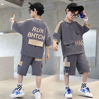 Bộ đồ mùa hè cho bé trai – Áo tay ngắn + quần shorts mỏng, phong cách năng động và thoải mái