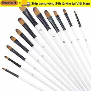 ESSENCEH 12 Chiếc Vẽ Tay Màu Nước, Bộ Bàn Chải Màu Nước Nylon Nghệ Thuật Dành Cho Người Mới Bắt Đầu, Tóc Mềm Nhọn Tròn Đầu Phẳng Nghệ Sĩ Bàn Chải Phẳng Quà Tặng