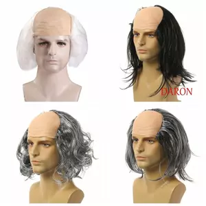 DARON Ngộ nghĩnh Hói Tóc Giả, Đạo Cụ Giả Ông Già Tóc Giả Hói, Đảng Cosplay Xoăn Thẳng Lông Tơ Halloween Hói Tóc Giả Hóa Trang