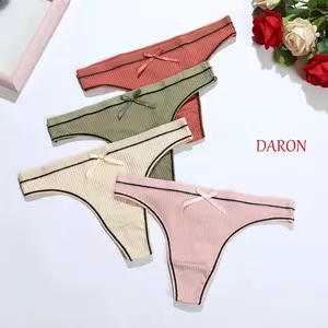 Quần lót Cotton DARON, Quần lót eo thấp màu trơn mềm mại, Quần lót thời trang Quần lót không dấu vết Quần lót lưng chữ T bé gái