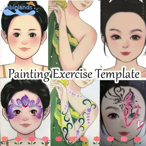 Bảng thực hành vẽ tranh EBINLANDS, Công cụ mẫu sơn trang điểm Vẽ mặt Stencil Bản mẫu tập thể dục, Đồ dùng vẽ tranh cơ thể di động Bảng vẽ tranh có thể giặt được
