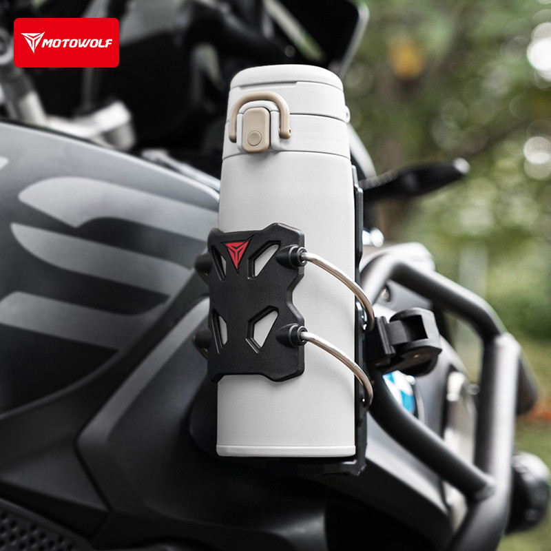 MOTOWOLF Giá đỡ bình nước xe máy đa năng, chống rơi, chống sốc, có thể điều chỉnh, phụ kiện thanh bảo vệ ô tô