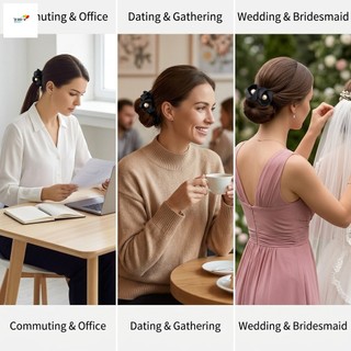 Satin Pearl Bun Kẹp Tóc Đuôi Ngựa Thấp Phụ Kiện Tóc Cho Nữ Bé Gái