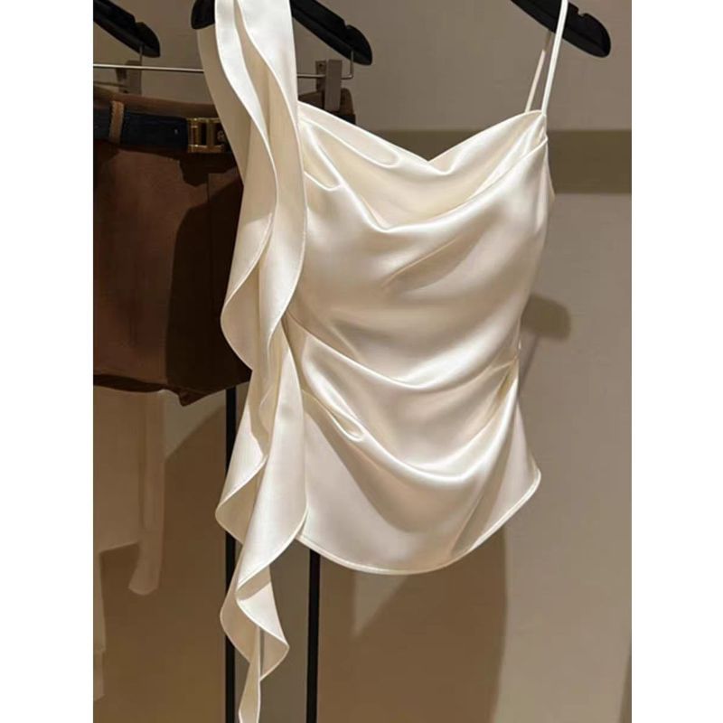 [Seckill trong thời gian có hạn] Thiết kế cao cấp kiểu Pháp Xù khâu cổ xoay xếp li Slim Camisole mùa hè 2026 Áo phong cách mới