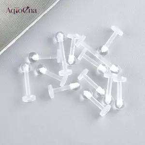 AqToCna 10 Chiếc Acrylic Trong Suốt Môi Stud Xuyên Vòng Sụn Tai Thanh Tragus AqToCna
