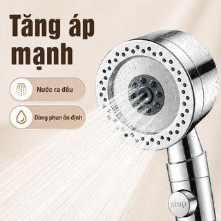 Vòi sen tăng áp inox 304 lọc nước cầm tay 3 chế độ phun nóng lạnh chống cặn dễ lắp sáng bóng