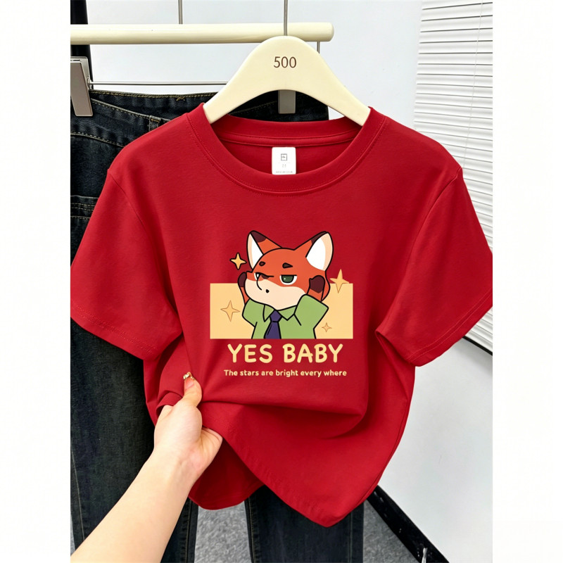 （Giao hàng 24h）Angela Áo thun ngắn tay cổ tròn dáng rộng tương phản in hình Mỹ#1