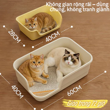 【kèm xẻng】Khay vệ sinh cho mèo chậu cát mèo chậu vệ sinh cho mèo nhà vệ sinh cho mèo khay đựng cát mèo cỡ vừa tới to lớn