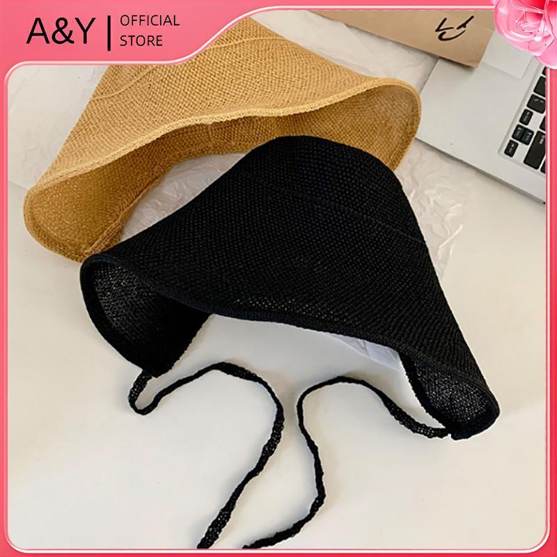 A & Y Linen Straw Regency Bonnets Mũ dành cho nữ Mũ chống nắng Nơ Mũ đi biển Vành rộng lớn Áo choàng Mũ Chapeau Femme Ren ngoài trời Mùa hè.