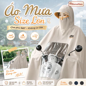 Áo Mưa Xe Máy HomeMate Loại Dày Cỡ Lớn, Áo Mưa Chùm Toàn Thân Chống Thấm Có Kính Che Mưa Cho Xe Ga Xe Điện