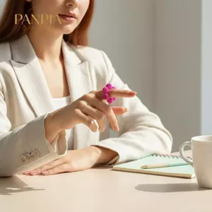 PNPIA- 5 Bộ Giảm Căng Thẳng Ngón Tay Lo Âu Nhẫn Dành Cho Nữ Có Thể Điều Chỉnh Cảm Giác Spiky Hạt Thư Giãn Làm Tĩnh Fidget Máy Mát Xa Ngón Tay