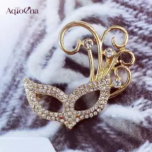 AqToCna Thời Trang Kim Cương Giả Cáo Mặt nạ Men Trâm Cài Cho Nữ Quần Áo Áo Trang Sức Phụ Kiện Quà Tặng AqToCna