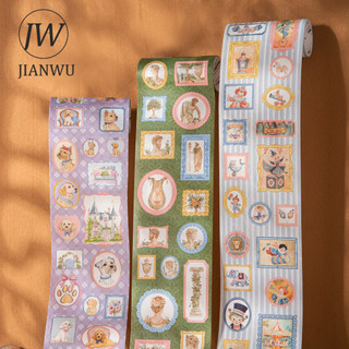 JIANWU 80mm * 200cm Vintage Nhân Vật Hoa Ảnh Phong Cảnh Chất Liệu Cắt Kéo Thêu Sò Băng Washi Sáng Tạo Tạp Chí Văn Phòng Phẩm